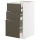 METOD kitchen unit with 3 brown drawers, modern design.
