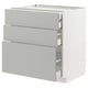 METOD kitchen unit, light grey, three drawers, modern design.