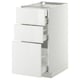 METOD kitchen unit, white, glossy, three drawers, sleek modern design.