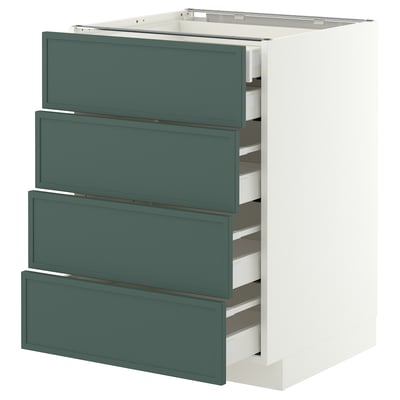 METOD / MAXIMERA Base cb 4 frnts/2 low/3 md drwrs, white/Aspudden dark grey-green, 60x60 cm