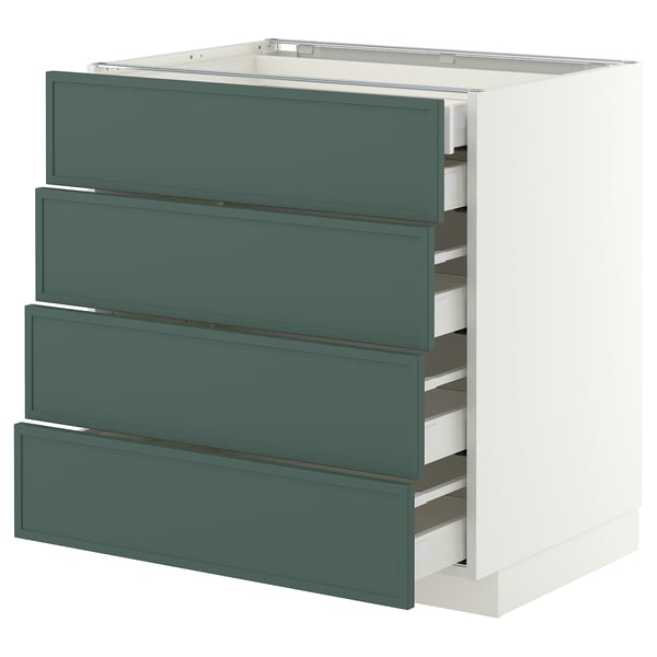 METOD / MAXIMERA Base cb 4 frnts/2 low/3 md drwrs, white/Aspudden dark grey-green, 80x60 cm