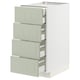 A white METOD kitchen unit with four green drawers, offering ample storage in a modern, minimal design.