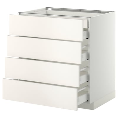 METOD kitchen unit, white, 4 drawers, square, smooth lines.