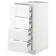A white METOD kitchen drawer unit with multiple pull-out drawers. The unit is sleek and modern, designed for efficient storage.
