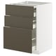 White METOD kitchen unit with dark brown drawers.