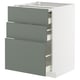 Modern grey-green kitchen drawers, part of ikeas METOD system.