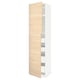 METOD kitchen unit with light ash doors, white frame, tall, wooden-like finish, modern design.
