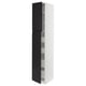 Modern black and white tall cabinet with multiple shelves, sleek design, and integrated handles.