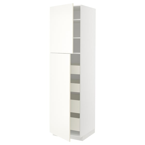 White METOD kitchen cabinet with adjustable shelves and soft-close door.