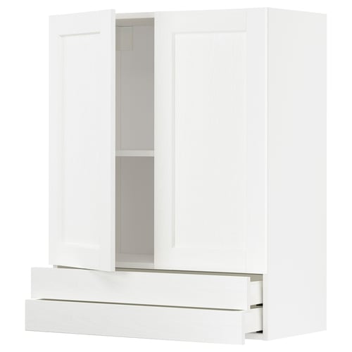 White METOD kitchen unit with drawers and cabinet.
