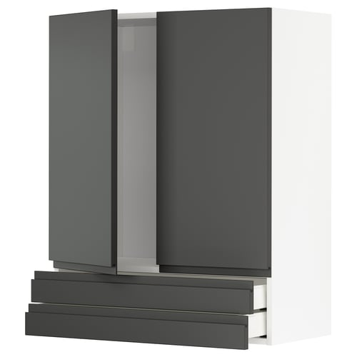 Modern dark grey kitchen cabinet with sleek design and integrated handles.