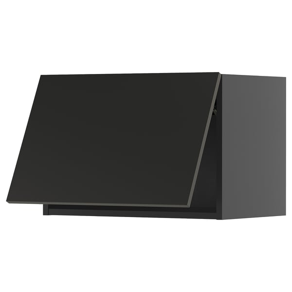 Black modern kitchen cabinet with sleek matt finish, rectangular shape, and clean design. Part of the METOD kitchen system.