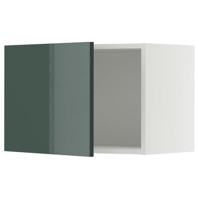METOD kitchen unit with glossy greenish-gray doors, rectangular shape, modern design.