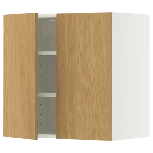 Wooden cabinet with open doors and adjustable shelves in minimalist design.