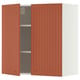 METOD Wall cabinet with shelves/2 doors, white/Terrsjö red-brown wave pattern, 80x80 cm