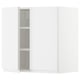 White METOD kitchen cabinet with glossy finish, two adjustable shelves, modern design.