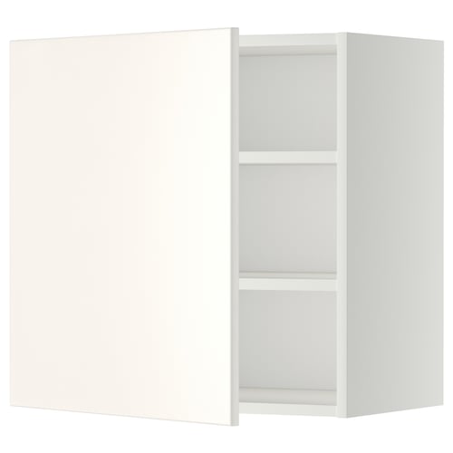 METOD kitchen cabinet in white. Square shape, two open shelves.