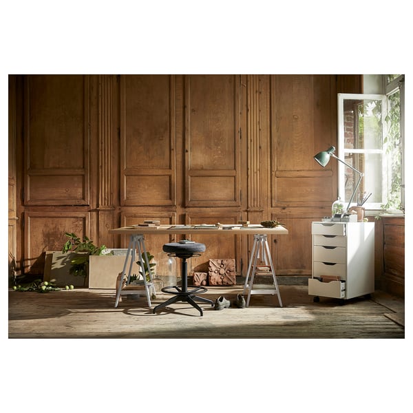 MITTBACK Trestle, white solid wood, 58x70/93 cm
