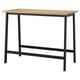 A MITTZON high conference table in black and oak. It has a rectangular top with black metal legs, providing support for sitting or standing.