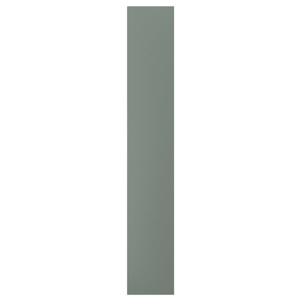 NICKEBOs grey-green kitchen front panel in rectangular shape, made from particleboard with plastic edging and foil.