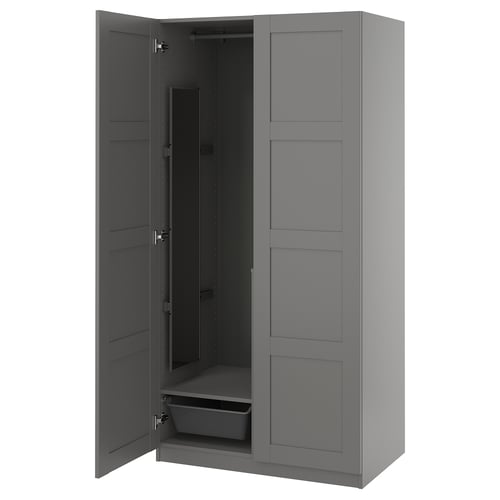 PAX / BERGSBO Wardrobe combination, dark grey/dark grey, 100x60x201 cm