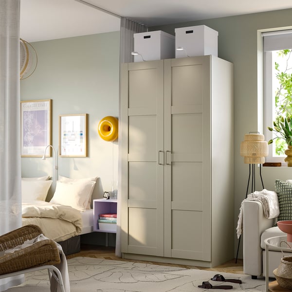 PAX / BERGSBO Wardrobe combination, grey-beige/grey-beige, 100x60x201 cm
