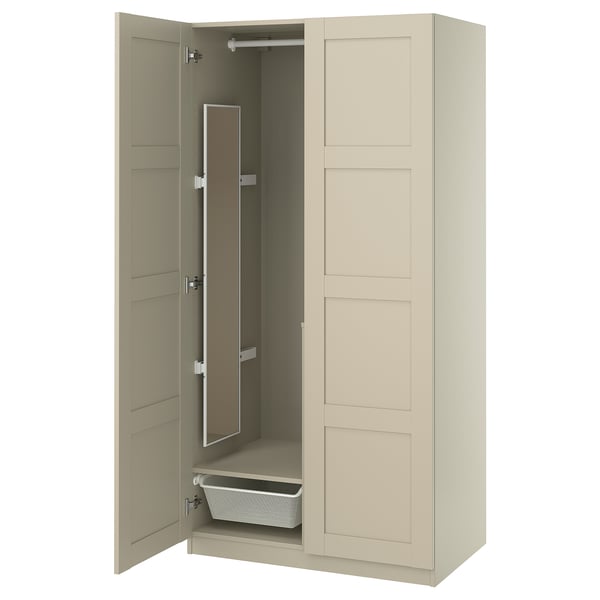 PAX / BERGSBO Wardrobe combination, grey-beige/grey-beige, 100x60x201 cm