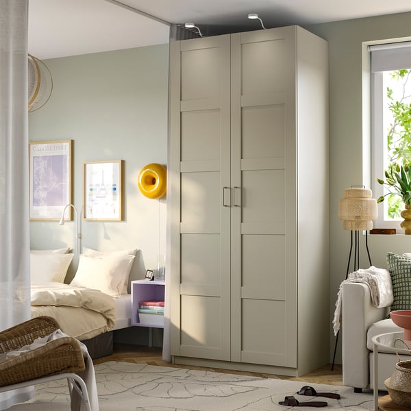 PAX / BERGSBO Wardrobe combination, grey-beige/grey-beige, 100x60x236 cm