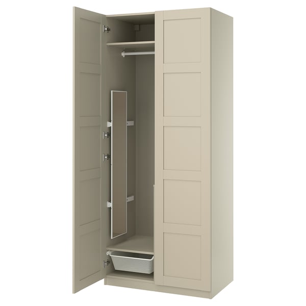PAX / BERGSBO Wardrobe combination, grey-beige/grey-beige, 100x60x236 cm