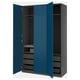 PAX wardrobe: blue, metal, rectangular, modern design with mesh baskets & drawers.