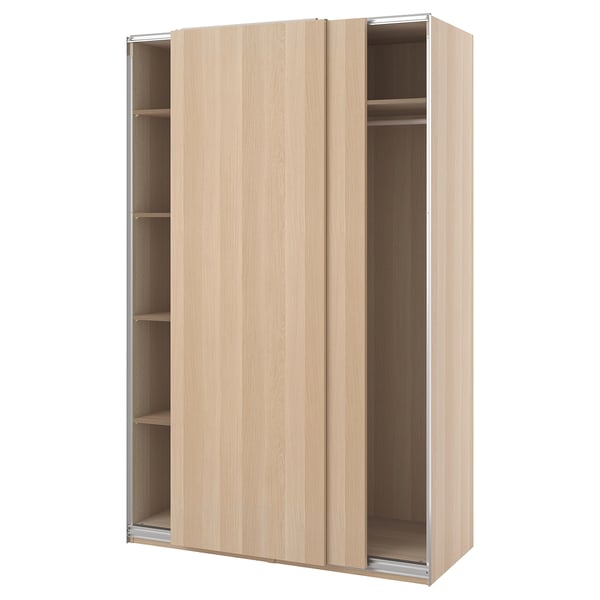Discover IKEAs PAX wardrobe in light beige. Sliding doors and modular interior, ideal for modern spaces.