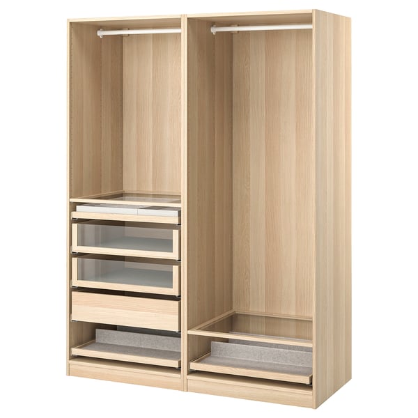 Light oak PAX wardrobe, modern design, drawers & shelves.