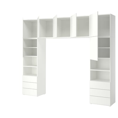 PLATSA Wardrobe with 7 doors+6 drawers, white/Fonnes white, 300x42x241 cm