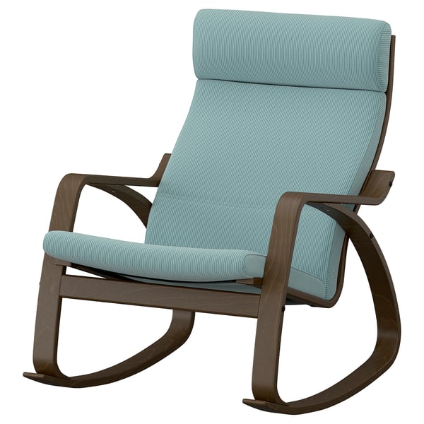POÄNG Rocking-chair, walnut effect/Kelinge grey-blue