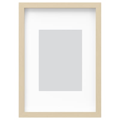 RÖDALM photo frame, light wood, rectangular, modern design with neutral mount, hangs or stands.