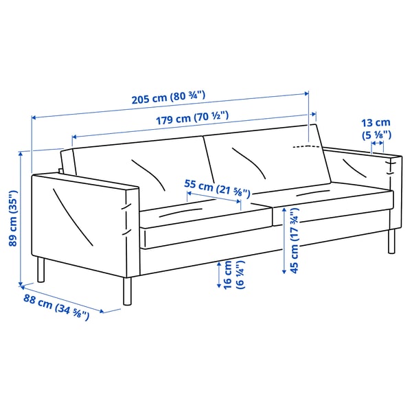 Illustration with measurements for the product: SALTSJÖBADEN.