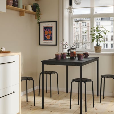 SANDSBERG / MARIUS Table and 4 stools, black black/black, 110x67 cm