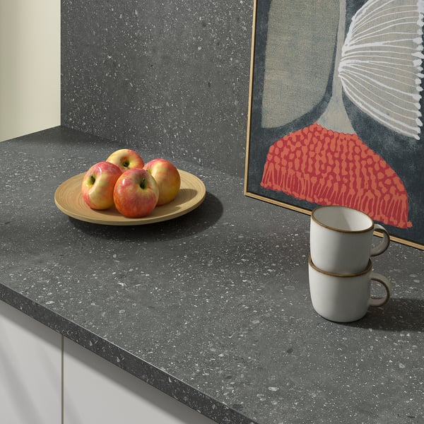 SIBBARP Custom made wall panel, grey terrazzo effect/laminate, 1 m²x1.3 cm