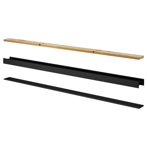 SKYTTA sliding door hardware - black rails, wood support