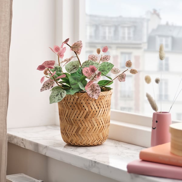 SMÅTÄRNA Artificial potted plant, paper/Asiatic jasmine, 10 cm