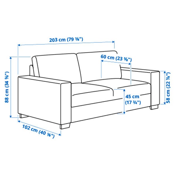 Illustration with measurements for the product: SÖRVALLEN.