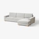 Light grey SÖRVALLEN sofa with chaise, minimalist design, wooden legs, clean lines.