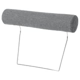 SÖRVALLEN grey neck pillow, round shape, chrome stand, soft fabric.