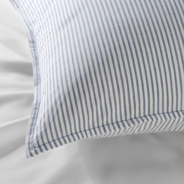SOLFIBBLA Pillowcase, white blue/stripe, 50x60 cm