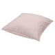 A square cushion with red and white stripes. Its soft and made of recycled cotton.