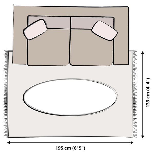 STOENSE rug creamy colour, round, thick pile, recycled materials.