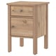 STOREMOLLA bedside table, light wood, 2-drawer, simple design, solid pine, square shape.