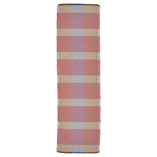 STRANDFLOKA, vibrant chequered table runner, soft cotton, rectangular, colourful plaid design.