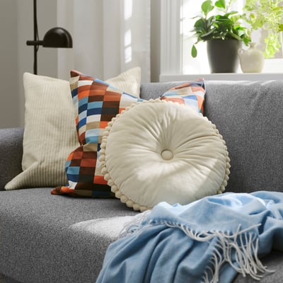 SYRENBUSKE Cushion, light beige, 36 cm