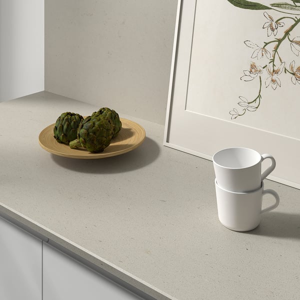 TÄRNHULT Custom made wall panel, light beige concrete effect/glass composite, 1 m²x1.2 cm
